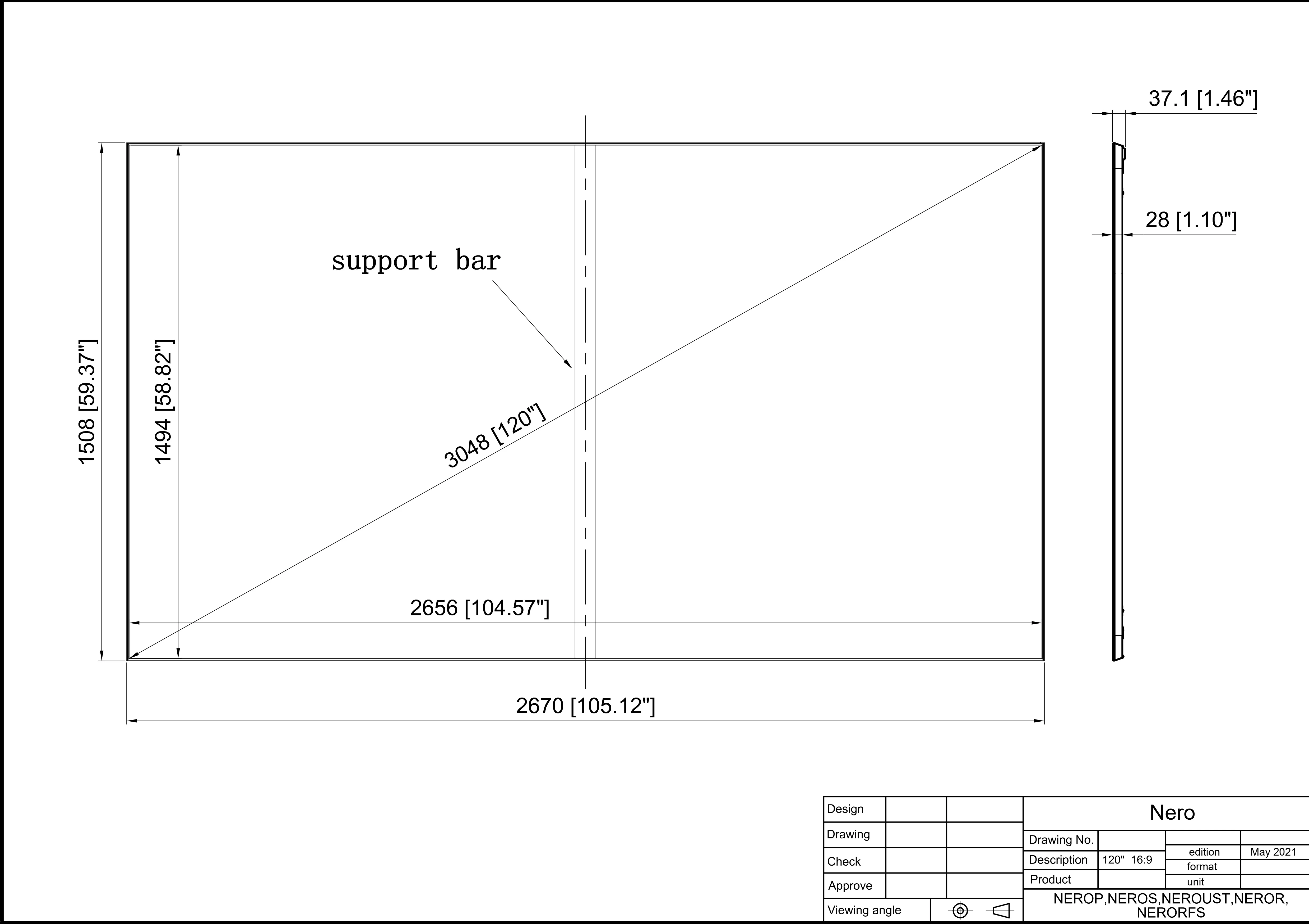 Cirrusscreens CS-120NEROP178G4 | Écran de projection à cadre fixe de 120 po à cadre mince - Image 4