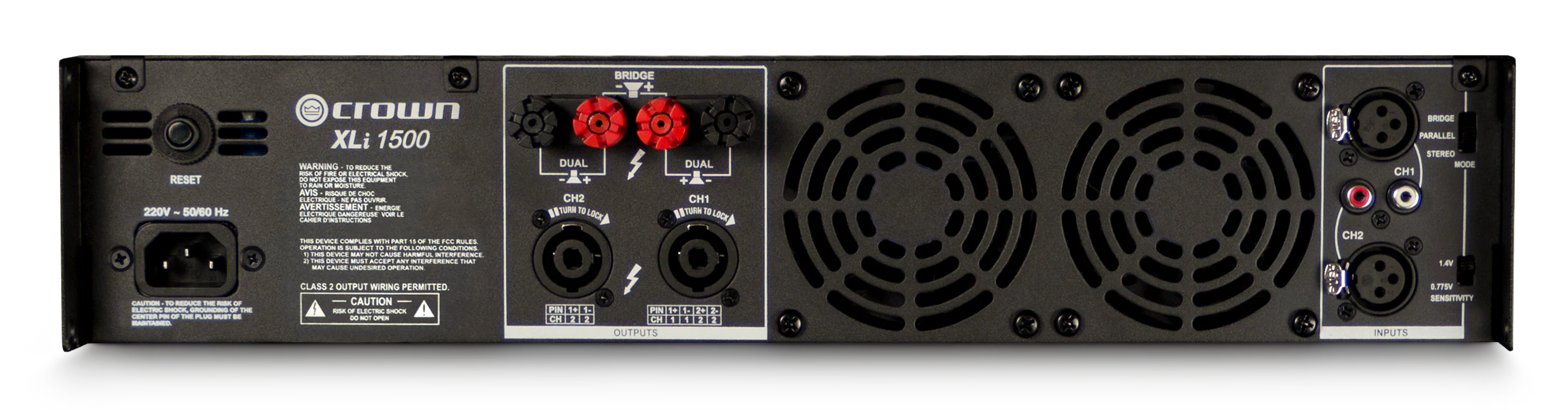Crown Audio XLi 1500 - Amplificateur de puissance stéréo commercial 450 W par canal à 4 Ohms, 330 W par canal à 8 Ohms, 900W à 8 Ohms Bridge Mono. - Image 4