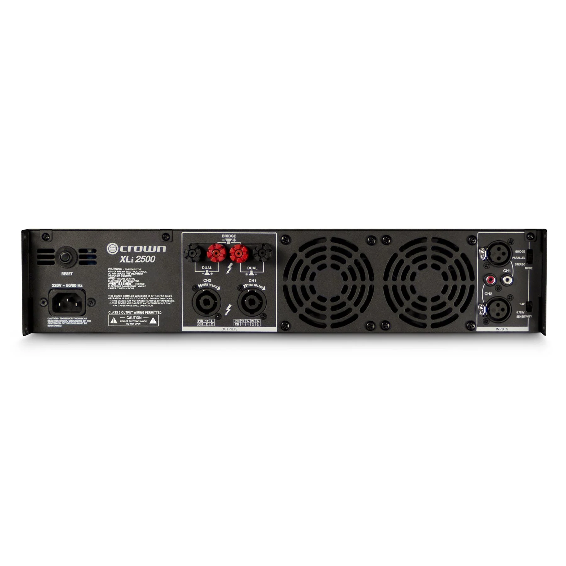 Crown Audio XLi 2500 - Amplificateur de puissance stéréo commercial 750 W par canal à 4 Ohms, 500 W par canal à 8 Ohms, 1500W à 8 Ohms Bridge Mono. - Image 5