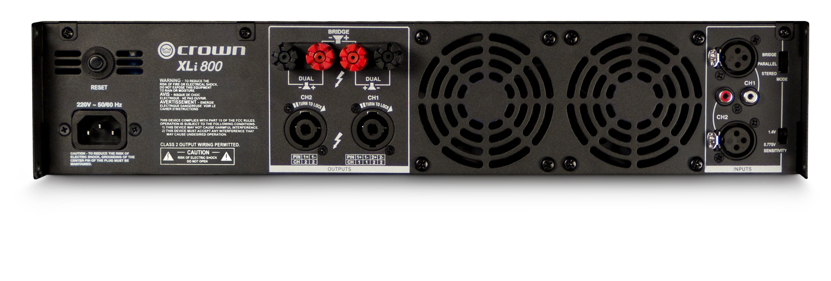 Crown Audio XLi 800 - Amplificateur de puissance stéréo commercial 300 W par canal à 4 Ohms, 200 W par canal à 8 Ohms, 600W à 8 Ohms Bridge Mono. - Image 3