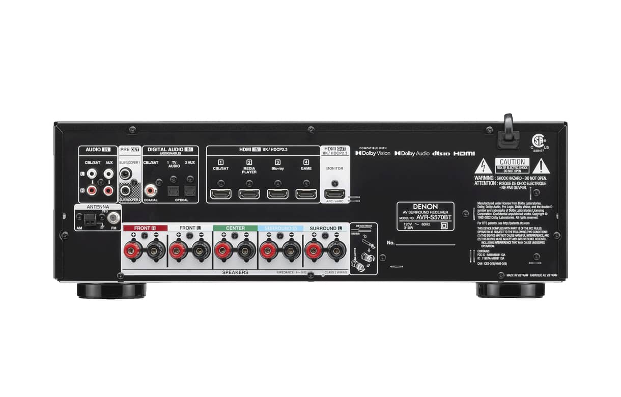 Denon AVR570BT - Récepteur cinéma maison 5.2, 70W, 5 canaux amplifiés, vidéo 8K - Image 2