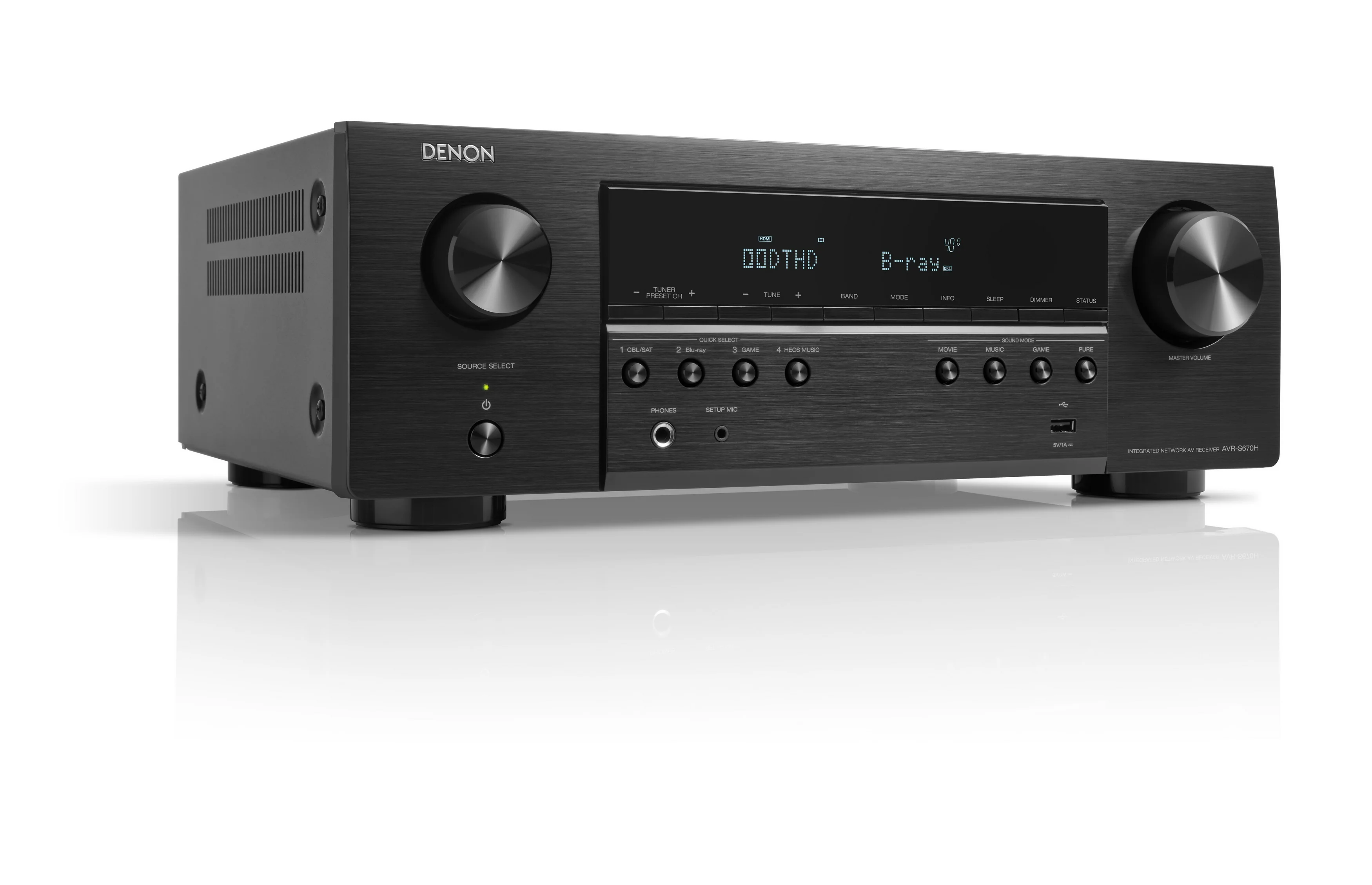 Denon AVR670H - Récepteur cinéma maison 5.2, 8K, 75W, 5 canaux amplifiés, HEOS, 4K/120Hz - Image 4