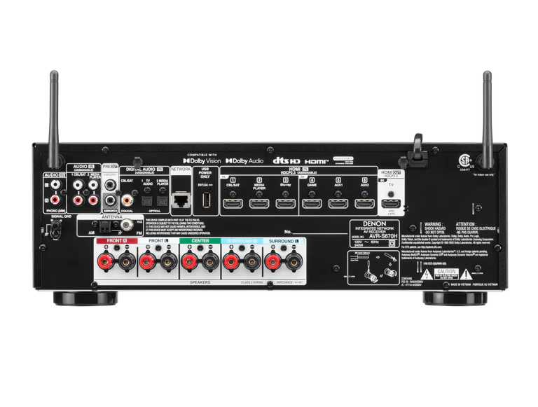 Denon AVR670H - Récepteur cinéma maison 5.2, 8K, 75W, 5 canaux amplifiés, HEOS, 4K/120Hz - Image 6