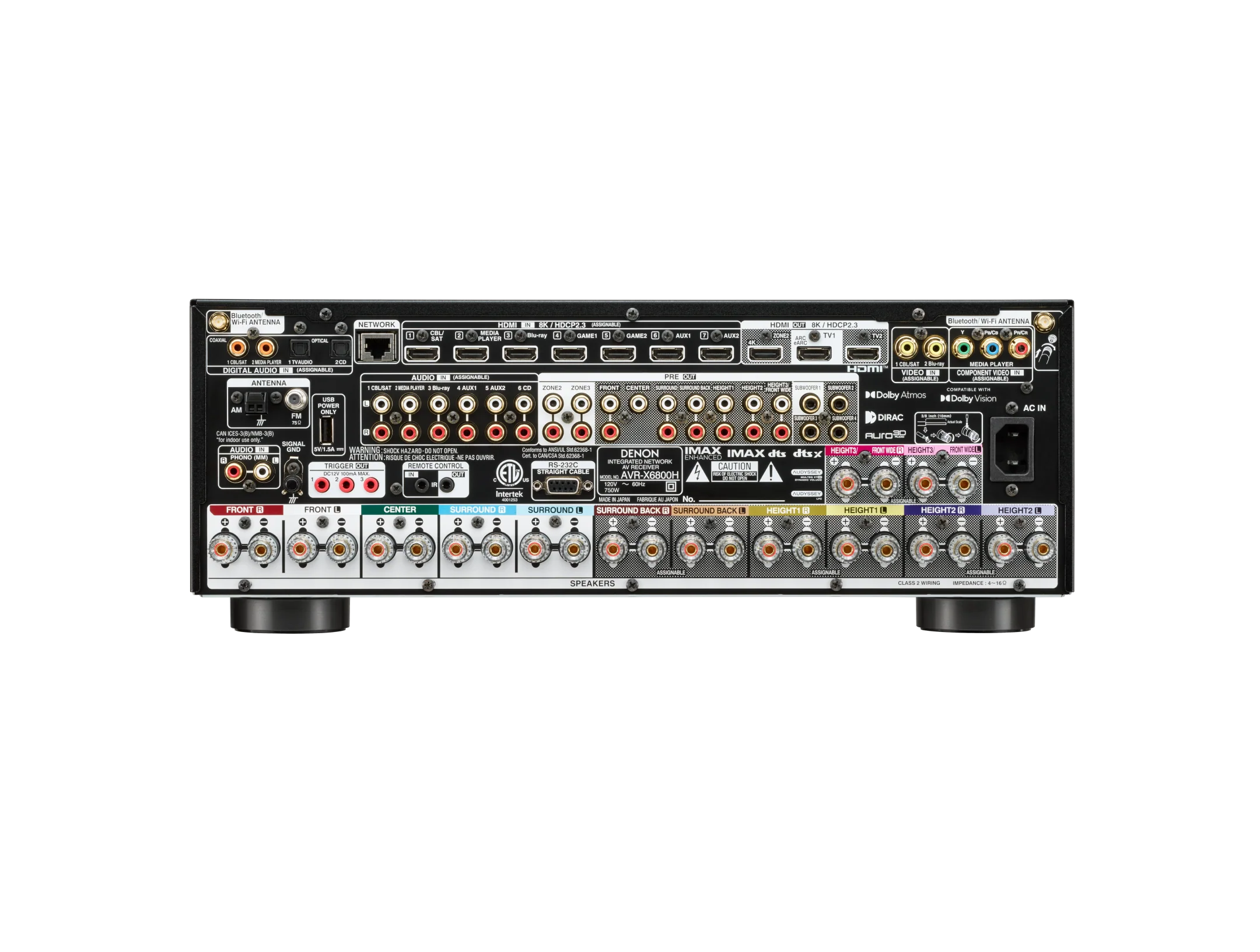 Denon AVRX6800H - Récepteur cinéma maison 11.4, 8K, 140W, Dolby Atmos, HEOS, 3D - Image 4