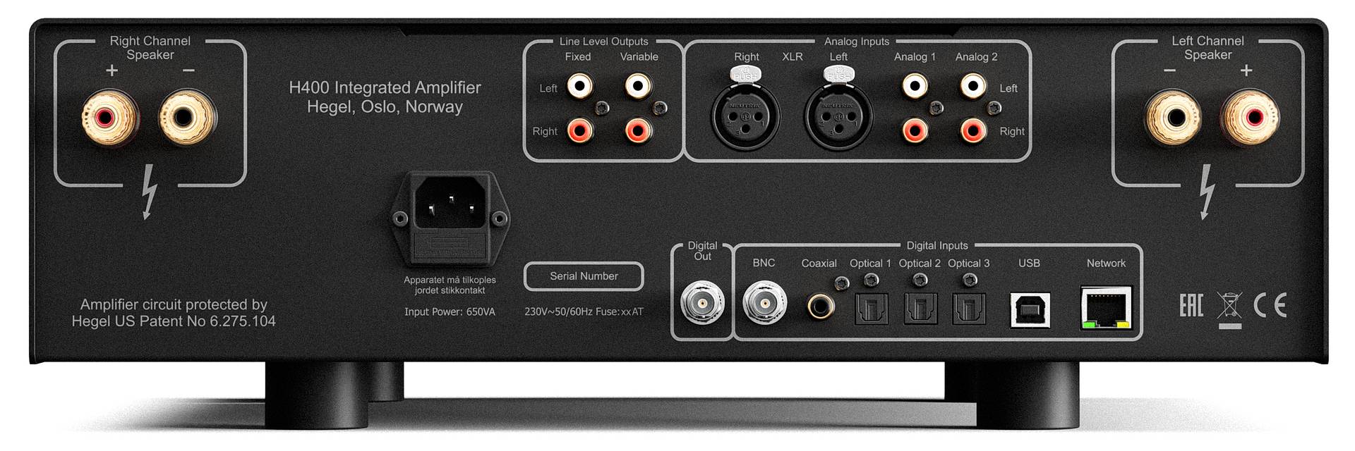 Hegel H400 - Amplificateur stéréo intégré «Streamliner» 250W/C et Lecteur réseau - Image 4