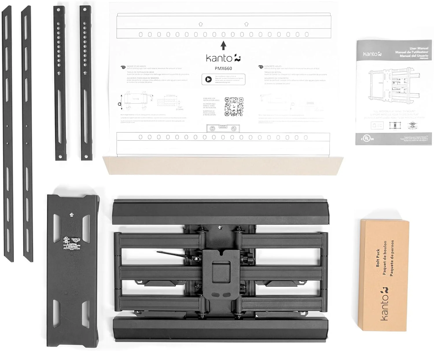 KANTO PMX660 -Support mural articulé pour téléviseurs de 37'' à 80'', 125 lb - Image 9