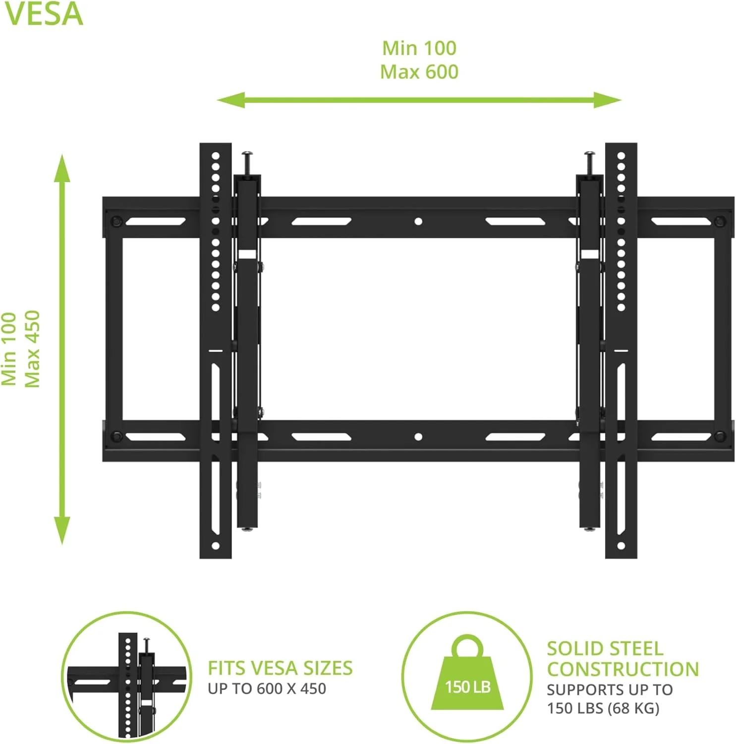 KANTO TE300-KANTO - Support mural articulé pour téléviseur de 43'' à 90'', 150 lb - Image 9