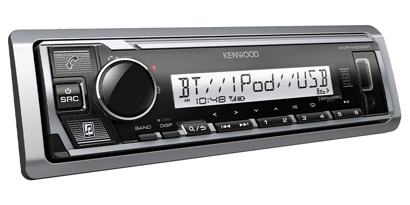 Kenwood KMR-M332BT - Récepteur multimédia numérique marin avec Bluetooth, éclairage de couleur variable, égaliseur 13 bandes et DTA, Entrée USB et AUX en façade 3 pré-sorties 4.0V - Image 3