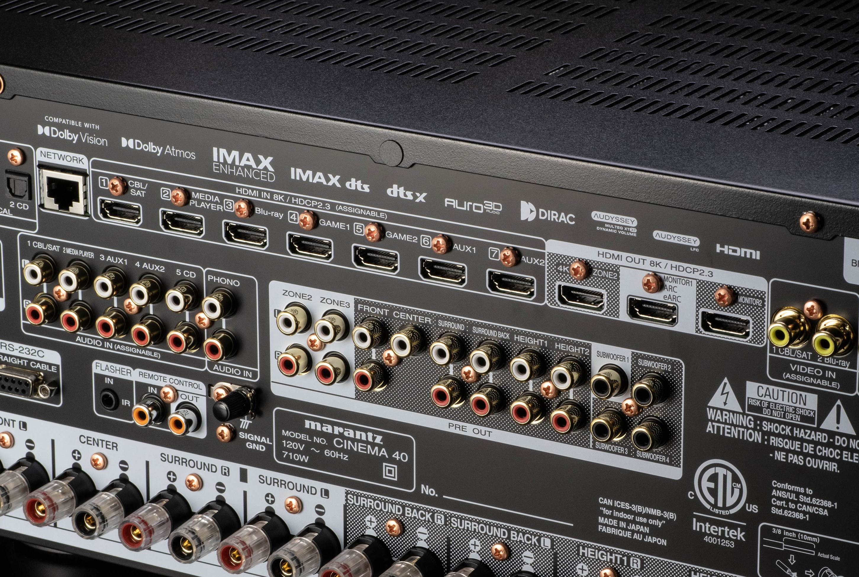 Marantz Cinema 40 - Récepteur cinéma maison 9.4, 8K, 125w, 9 canaux amplifiés, Dolby Atmos, DTS:X - Image 6