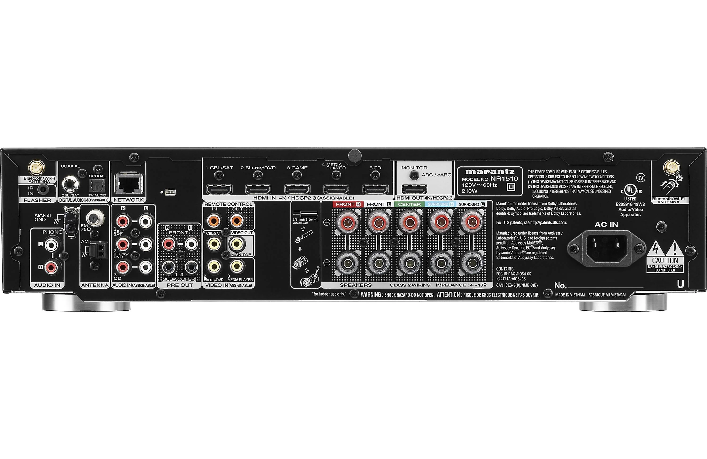 Marantz NR1510 - Récepteur Cinéma-Maison 5.2, 4K, 50W, 5 canaux amplifiés, Dolby Atmos, 4K/60hz mince - Image 5