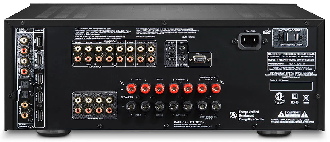 NAD T758V3i - Récepteur cinéma maison 60W, 7 canaux amplifiés, Dolby Atmos - Image 2