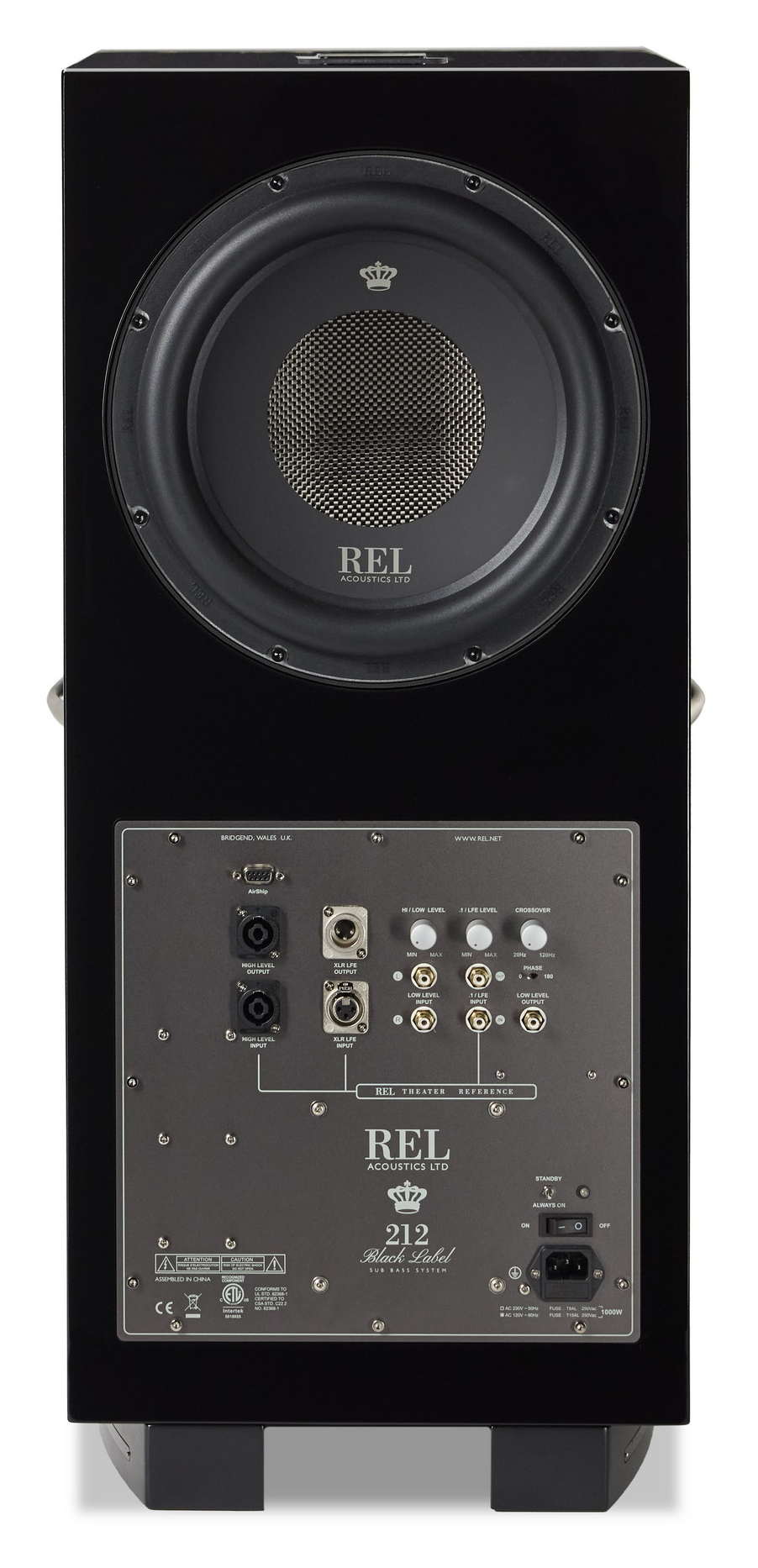 REL 212 Black Label | Caisson de basses 1000 watts avec 2 HP de 12'' à l'avant - Image 2