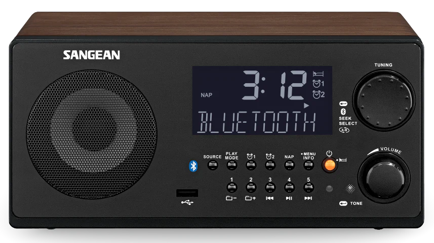 Sangean WR22 - Radio réveil numérique AM/FM, USB, Bluetooth - Image 3