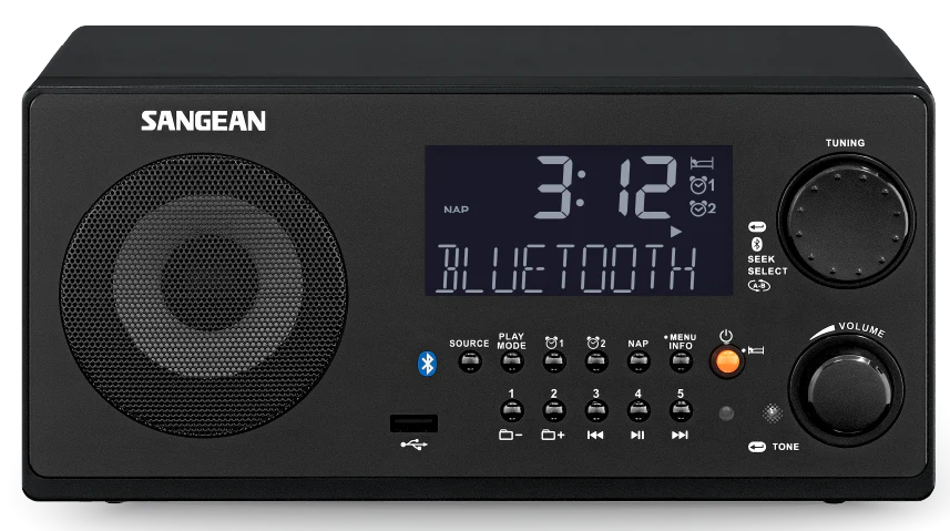 Sangean WR22 - Radio réveil numérique AM/FM, USB, Bluetooth - Image 4