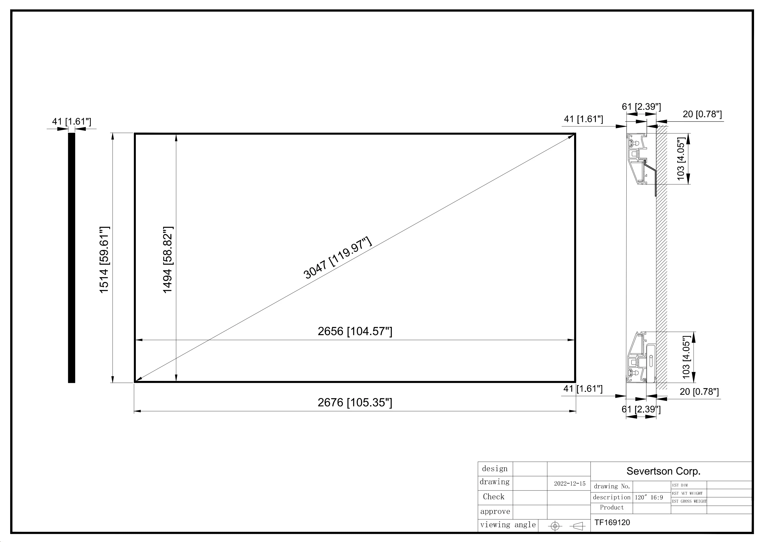 Écran de projection fixe 4K à cadre fin Cinema Grey 16:9 120" Micro Perforé - Image 3
