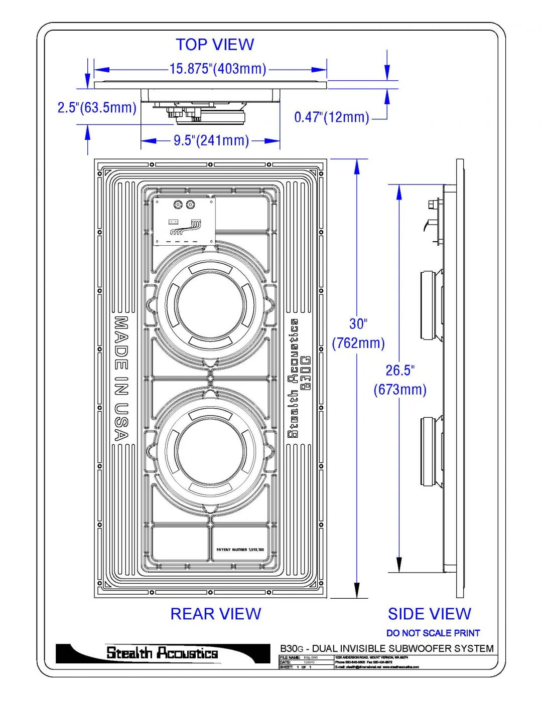 STEALTH ACOUSTICS LR30W-EA - Caisson de basses 4 Woofers 8'' Invisible (Deux unités) - Image 4
