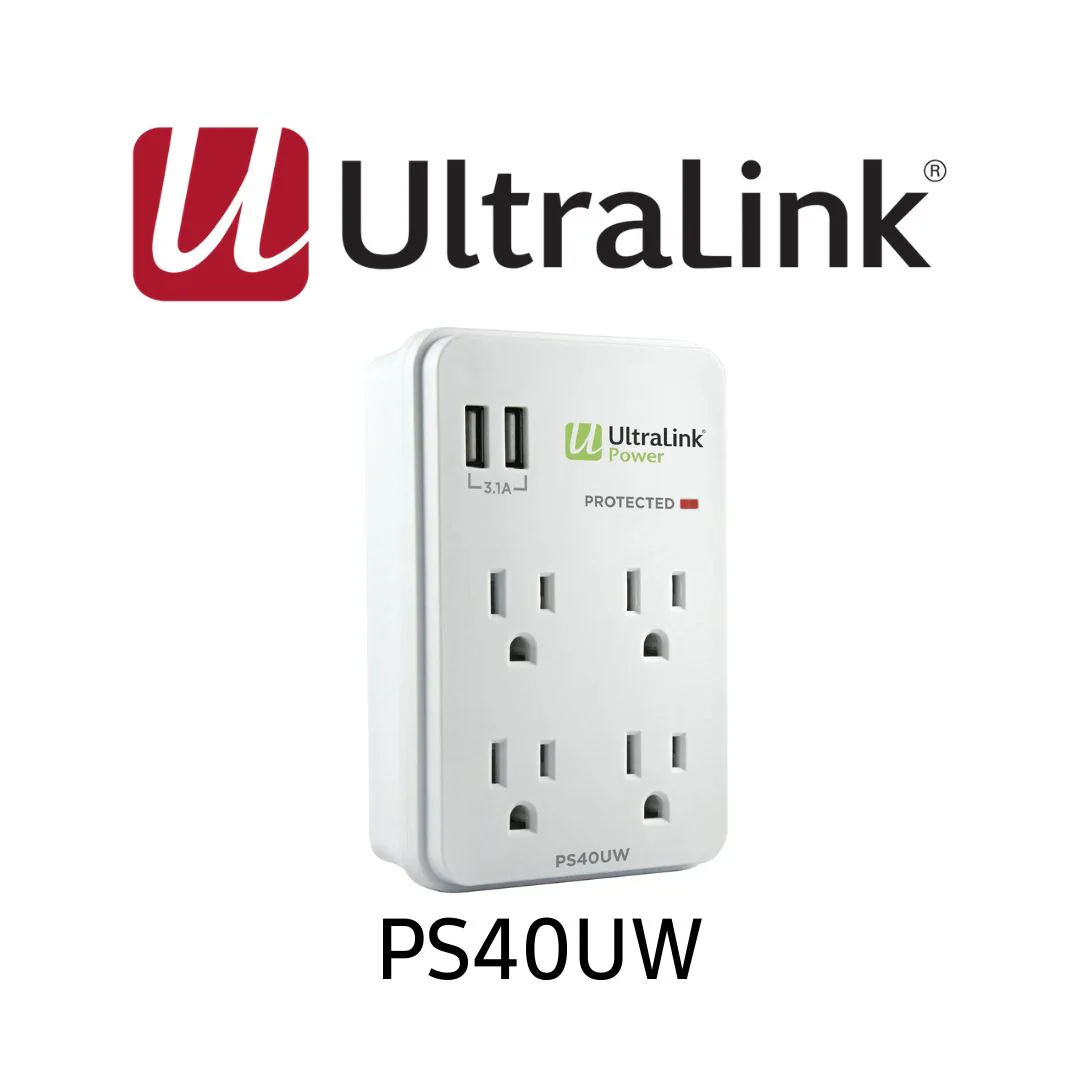 Ultralink PS40 - Protecteur de surtension murale 4 prises, 2 USB 3.1A - Image 2