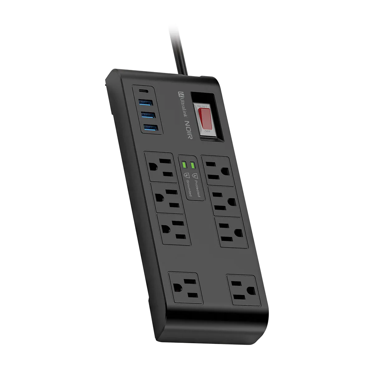 Ultralink ULN800XR1 - Barre d'alimentation Noir 8 prises, 3 USB-A, 1 USB-C 20 W - Image 2