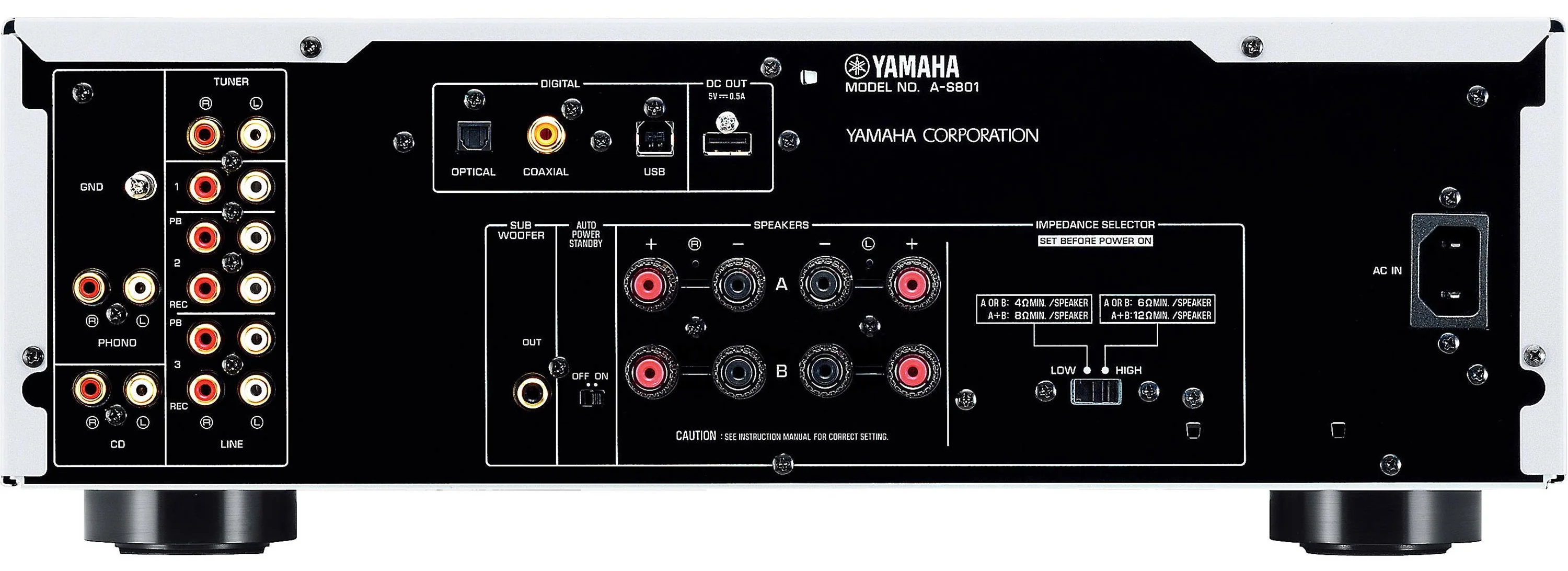 Yamaha AS801 - Amplificateur stéréo intégré 100Watts par canal, DAC, entrée phono, HP A/B - Image 5